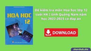 Đề kiểm tra môn Hoá học lớp 12 cuối HK I tỉnh Quảng Nam năm học 2022-2023 có đáp án